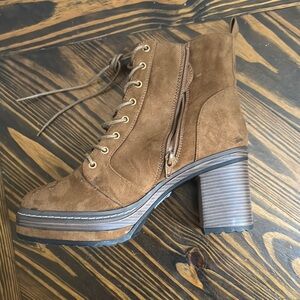 Cato Brown Lace Up Boots with Chunky Platform